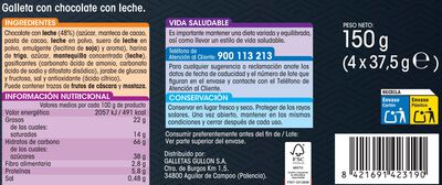Galleta tableta Alipende 150g chocolate con leche