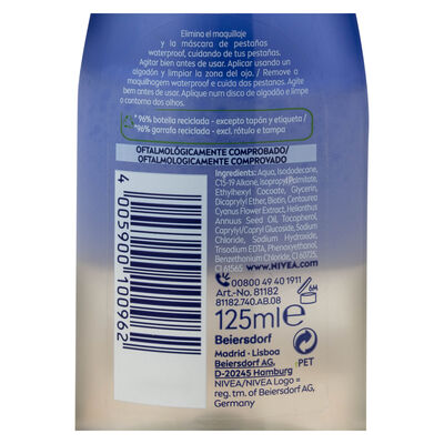 Desmaquillador ojos Nivea 125ml doble acción para el contorno