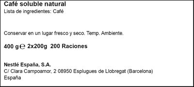 Café soluble natural Nescafé 2x200g