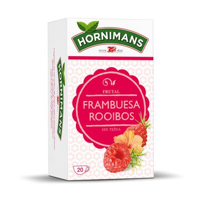 Infusi&oacute;n sin te&iacute;na rooibos Hornimans 20u con frambuesa