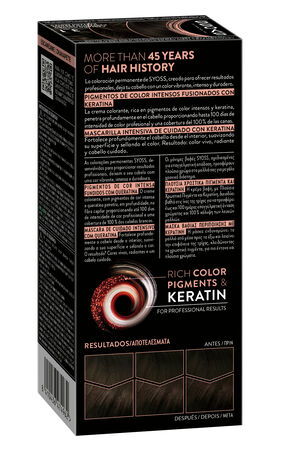 Tinte permanente Syoss n&ordm;3.1 casta&ntilde;o oscuro con keratina