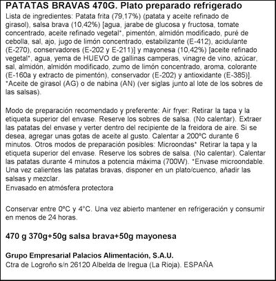 Patatas bravas con salsa brava y mayonesa 470g
