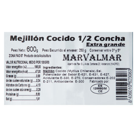 Mejillón concha Marvalmar 250g al natural