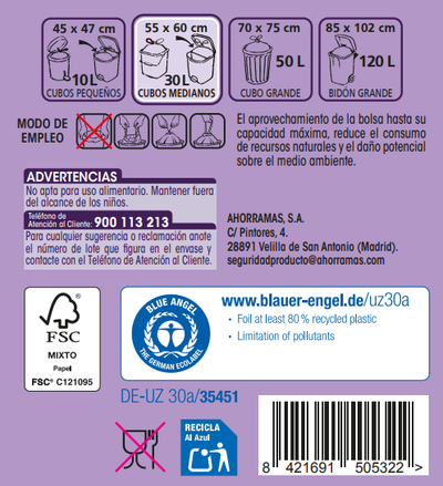 Bolsas de basura Lanta 20 uds 30 litros perfumadas color morado