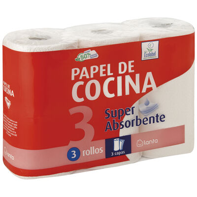 Papel de cocina Lanta pack-3 super absorbente