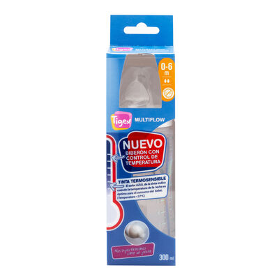Biberón Tigex 0-6 meses 300ml control de temperatura