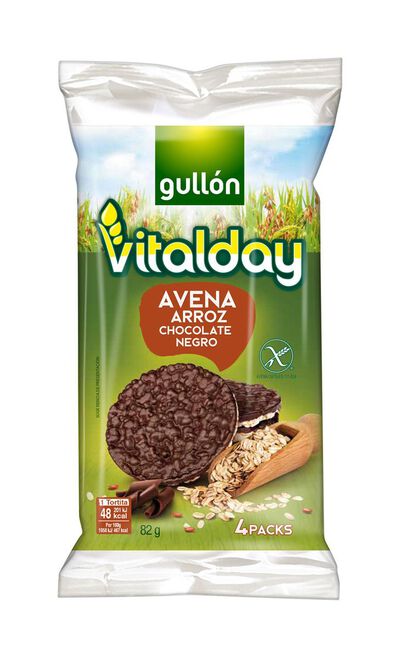 Tortitas de avena y arroz Vitalday 82g chocolate