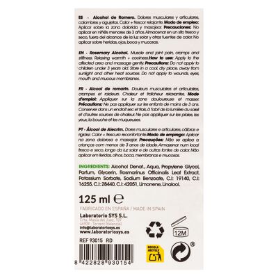 Alcohol de romero Bioglow vaporizador 125ml antiinflamatorio