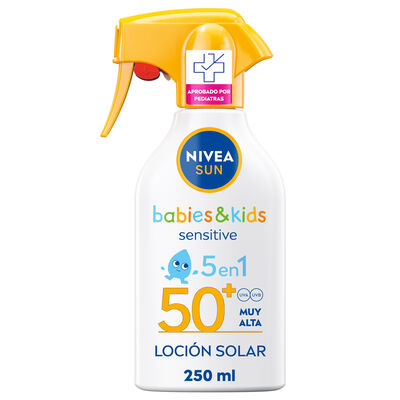 Crema solar pistola factor de protecci&oacute;n 50 babies & kids sensitive Nivea 250 ml