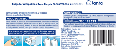 Colgador antipolilla Lanta 2 uds ropa limpia