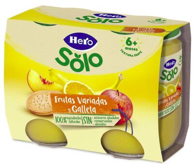 Alimento infantil con frutas variadas y galleta Hero 380 g