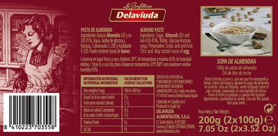 Pasta de almendra Delaviuda 200g