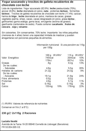 Yogur Kit Kat Nestlé 230g pack 2 con bolitas de cholocate