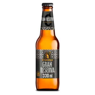 Cerveza dorada Cruzcampo Gran Reserva botella 33cl