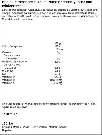 Fruta + leche tropical sin azúcar añadido Don Simon 3+1