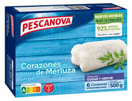 Corazón filete merluza Pescanova 500g sin piel
