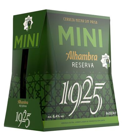 Cerveza dorada Alhambra Reserva 1925 pack 6 botellas 22,5cl
