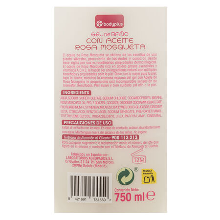 Gel de ducha Bodyplus 750ml con aceite de rosa mosqueta