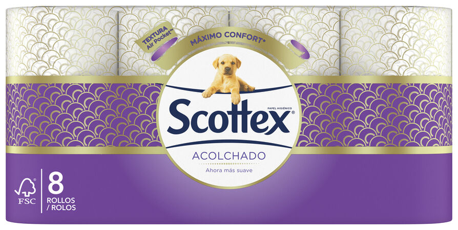 Papel higiénico Scottex 8 rollos acolchado