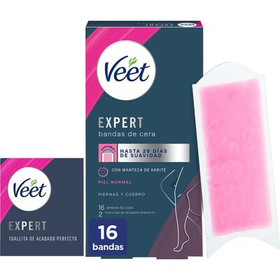 Banda cera corporal Veet Expert 16 unidades piel normal