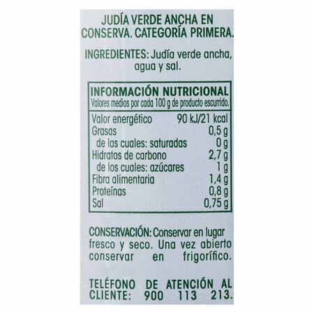 Judías verdes anchas sin gluten Alipende 360g