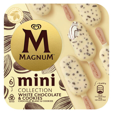 Helado bombón Magnum mini 6 uds chocolate blanco cookies