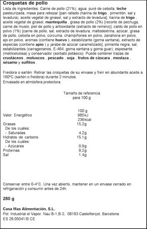 Croquetas de pollo Casa Mas 280g