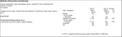 Refresco cola Coca-Cola lata 33cl sin cafeína