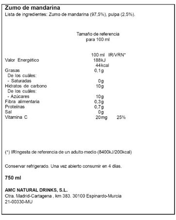 Zumo 100% Exprimido Summum 750ml Mandarina