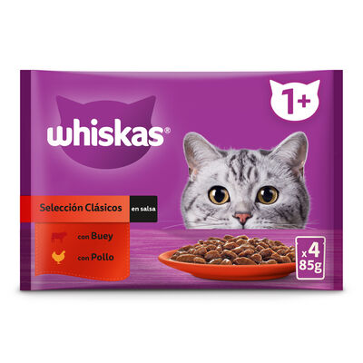 Comida para gato de buey y pollo Whiskas 4x85g