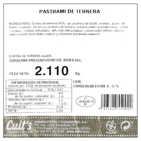 Pastrami de ternera asado Cuit'S