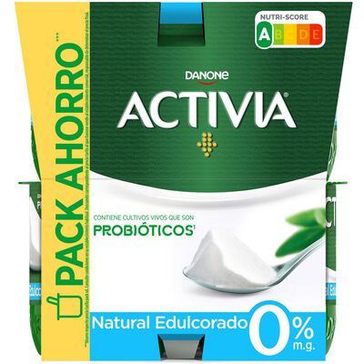 B&iacute;fidus probi&oacute;tico Activia desnatado 0% materia grasa pack 8 natural edulcorado