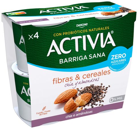 Bífidus probiótico Activia 0% pack 4 chia y almendras