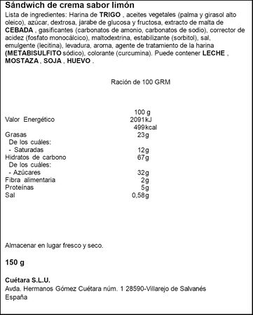 Bocaditos sabor limón Cuétara 150 gr