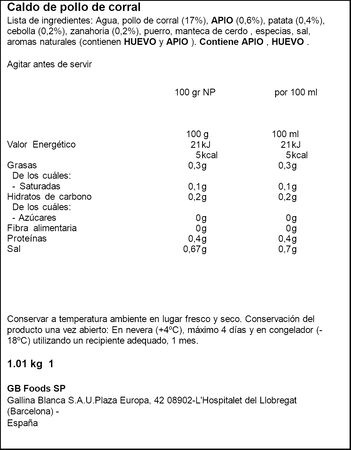 Caldo gourmet con pollo de corral Gallina Blanca 1l