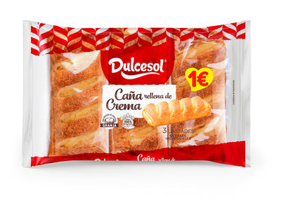 Caña rellena de crema Dulcesol 3uds