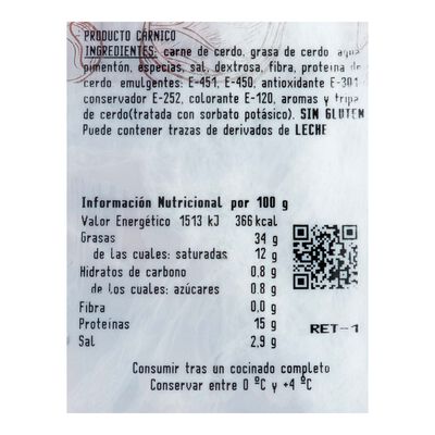 Chorizo oreado Alipende 450g aproximadamente