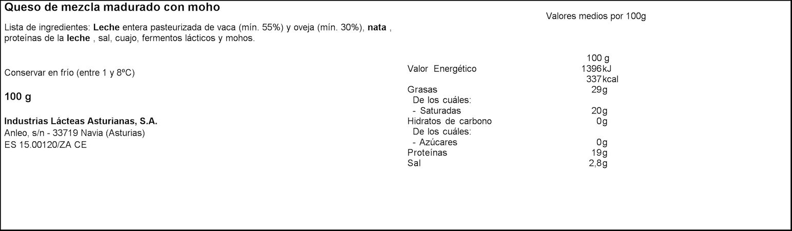 Queso azul Reny Picot cuña 100g