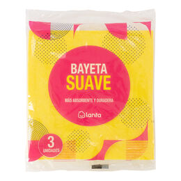Bayeta Lanta 3 uds suave amarilla multiusos