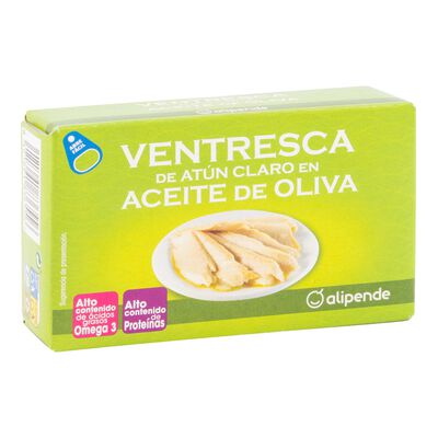 Ventresca de at&uacute;n claro en aceite oliva Alipende 73g 