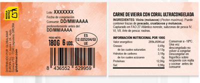 Carne de vieira con coral 180g