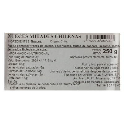 Nuez chilena flaper 250g en mitades