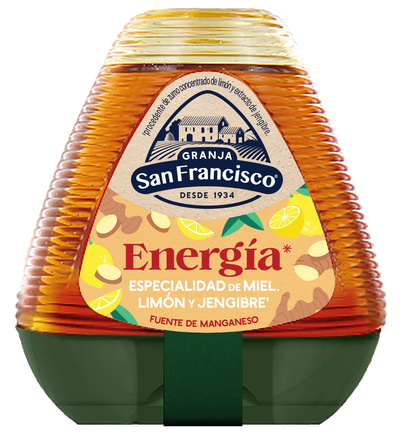 Miel especialidad de miel lim&oacute;n y jengibre fuente de manganeso Granja San Francisco 250g energ&iacute;a