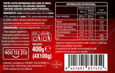 Flan prote&iacute;nas Alipende 4 unidades huevo