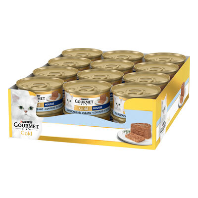 Comida h&uacute;meda gato Gourmet Gold mousse pescado 85g