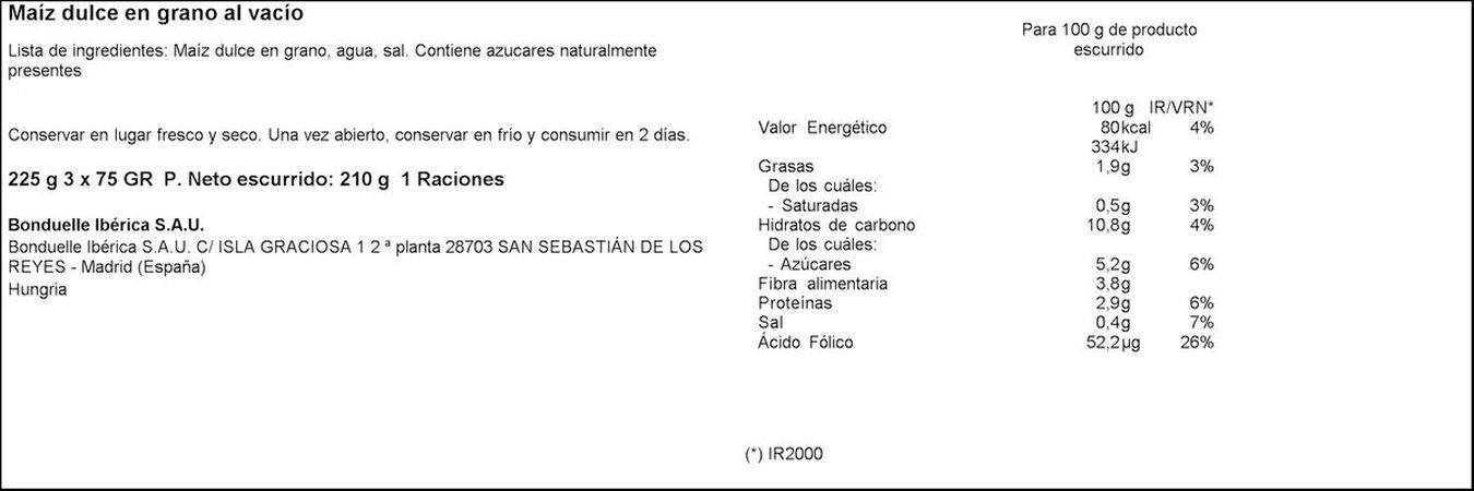Maiz dulce en grano Bonduelle pack 3 un toque