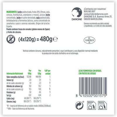 Bfidus Activia pack 4 frutas del bosque