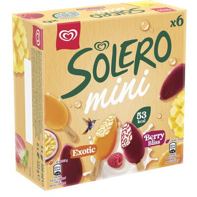 Helado mini solero frigo con mezcla exotic y berry bliss 6 unidades
