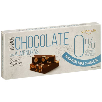 Turr&oacute;n chocolate con almendra sin az&uacute;car Alipende 200g
