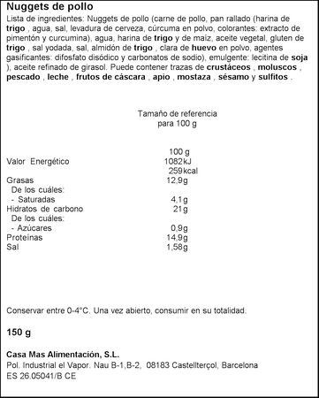 Nuggets de pollo Casa Mas 150g